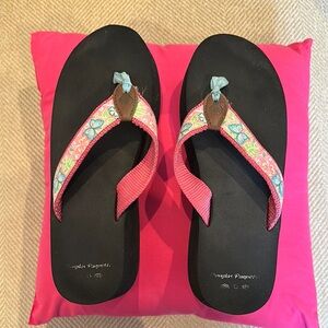 David Paquette Butterfly Motif Flip Flops